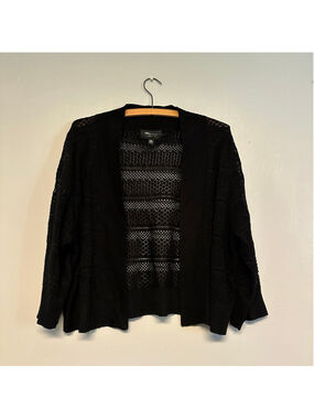 RN Studio by Ronni Nicole Black Cardigan women’s size 2X open knit 100% acrylic